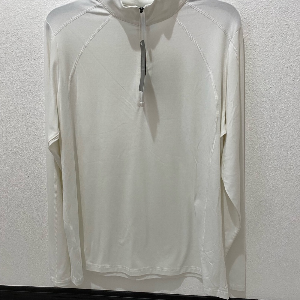 PGA Tour Ladies 1/4 Zip Solid White Long Sleeve Shirt w/ UPF 50 - XLarge - Picture 2 of 8